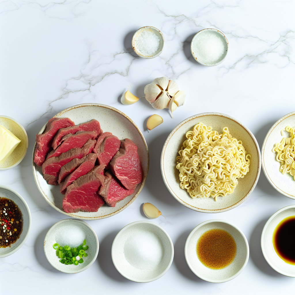 Savory Garlic Butter Steak Lightning Noodles Recipe - Recipe Image