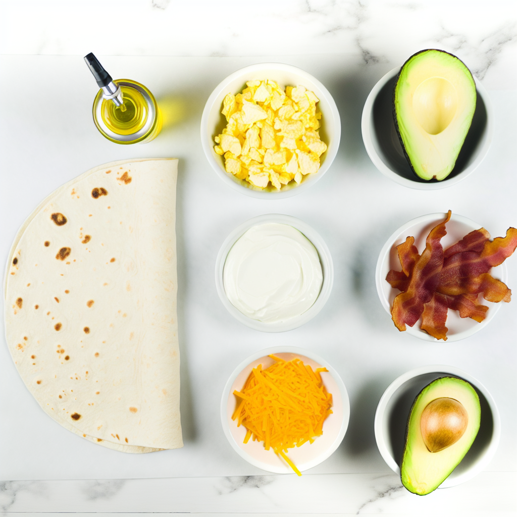 Folded Breakfast Wraps with Eggs, Bacon, Avocado, and Cheddar Recipe - Recipe Image