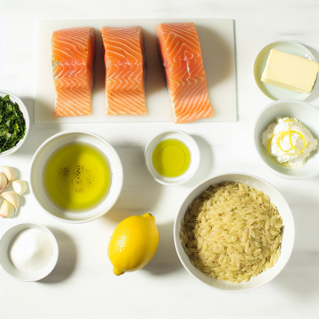 Easy One Skillet Salmon Lemon Orzo Recipe - Recipe Image