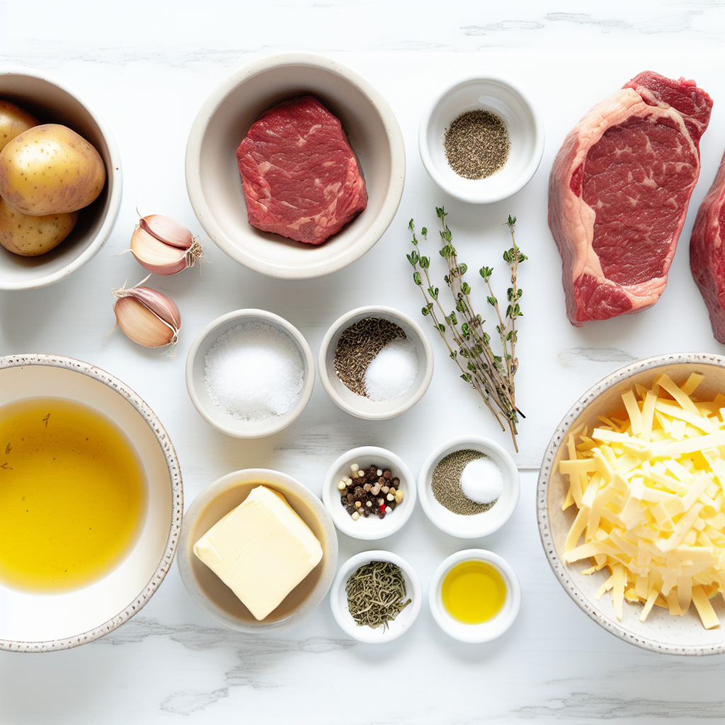 Garlic Butter Steak & Cheddar Potato Bake Recipe - Recipe Image