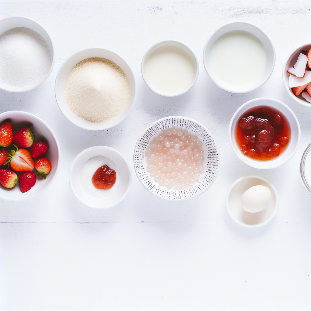 Strawberry Sago with Coconut Milk and Fresh Strawberries Recipe - Recipe Image