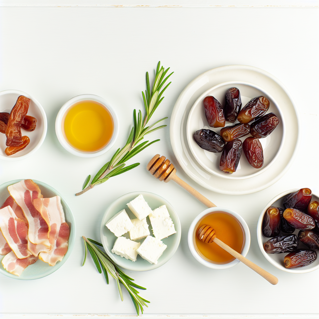 Bacon-Wrapped Dates Stuffed with Goat Cheese and Drizzled with Honey and Rosemary Recipe - Recipe Image