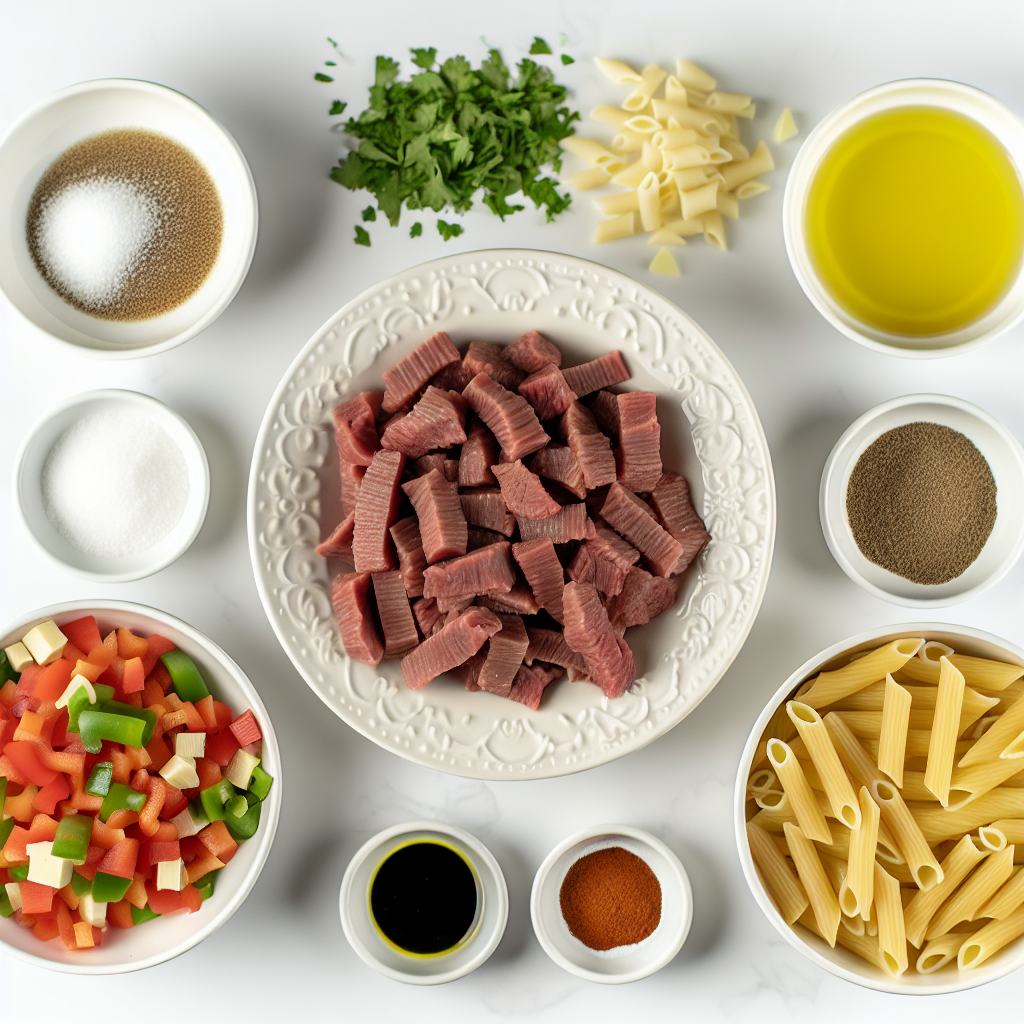 Philly Cheesesteak Pasta Recipe - Recipe Image