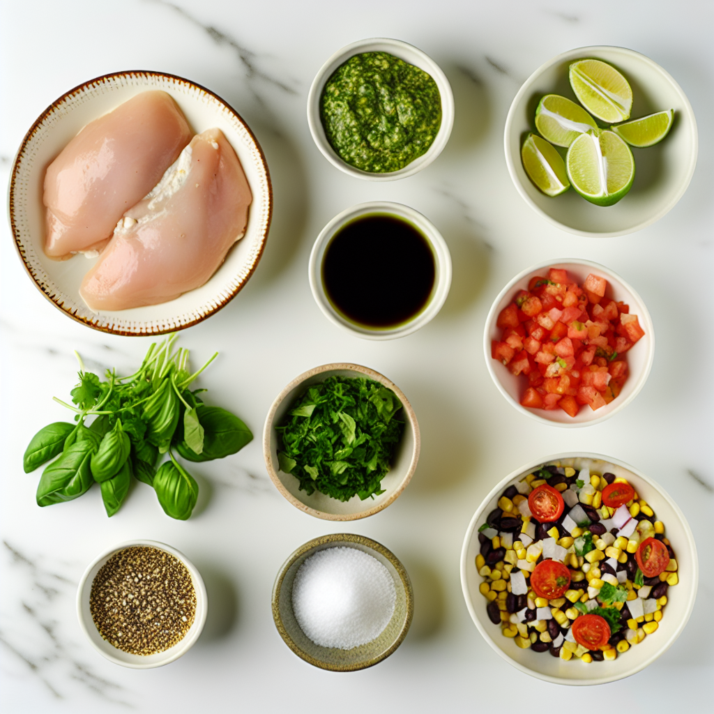 Pesto Chicken with Corn & Bean Salsa Recipe - Recipe Image