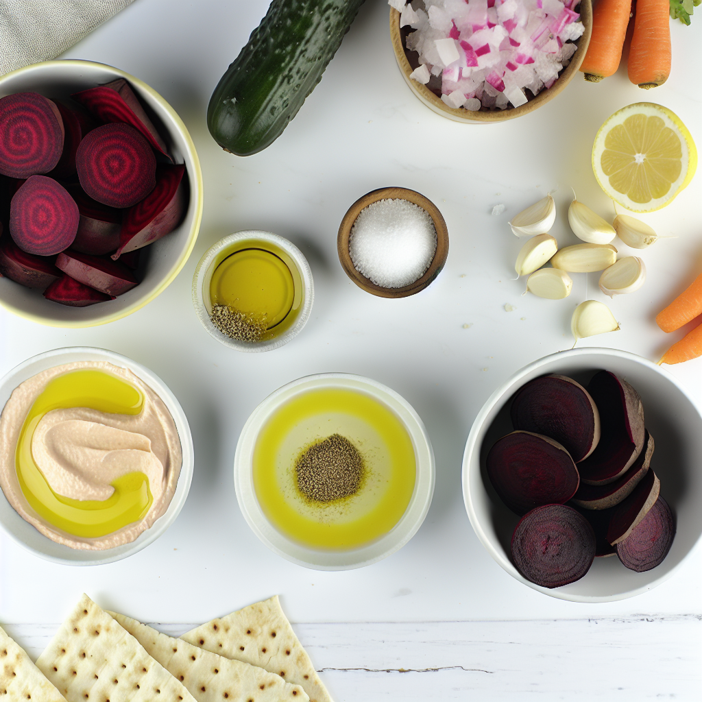 Roasted Beet Hummus with Fresh Vegetables and Pita Chips Recipe - Recipe Image