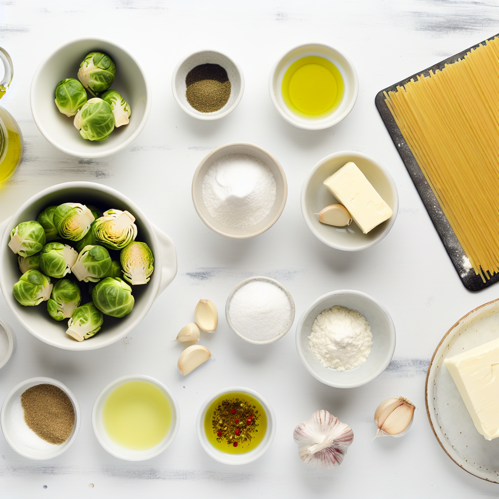 Roasted Brussels Sprouts Pasta with Creamy Parmesan Sauce Recipe - Recipe Image