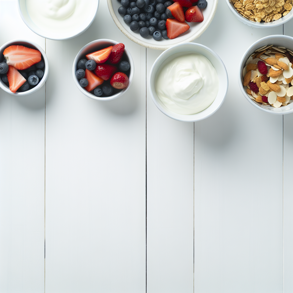 Greek Yogurt Parfaits with Strawberries, Blueberries, and Almond Granola Recipe - Recipe Image