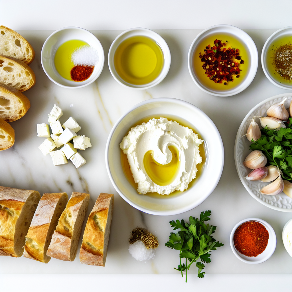 Sweet and Spicy Whipped Feta Crostini with Hot Honey Recipe - Recipe Image