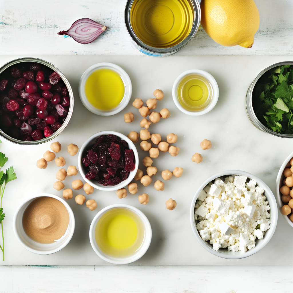 Feta and Cranberry Chickpea Salad with Lemon Vinaigrette Recipe - Recipe Image