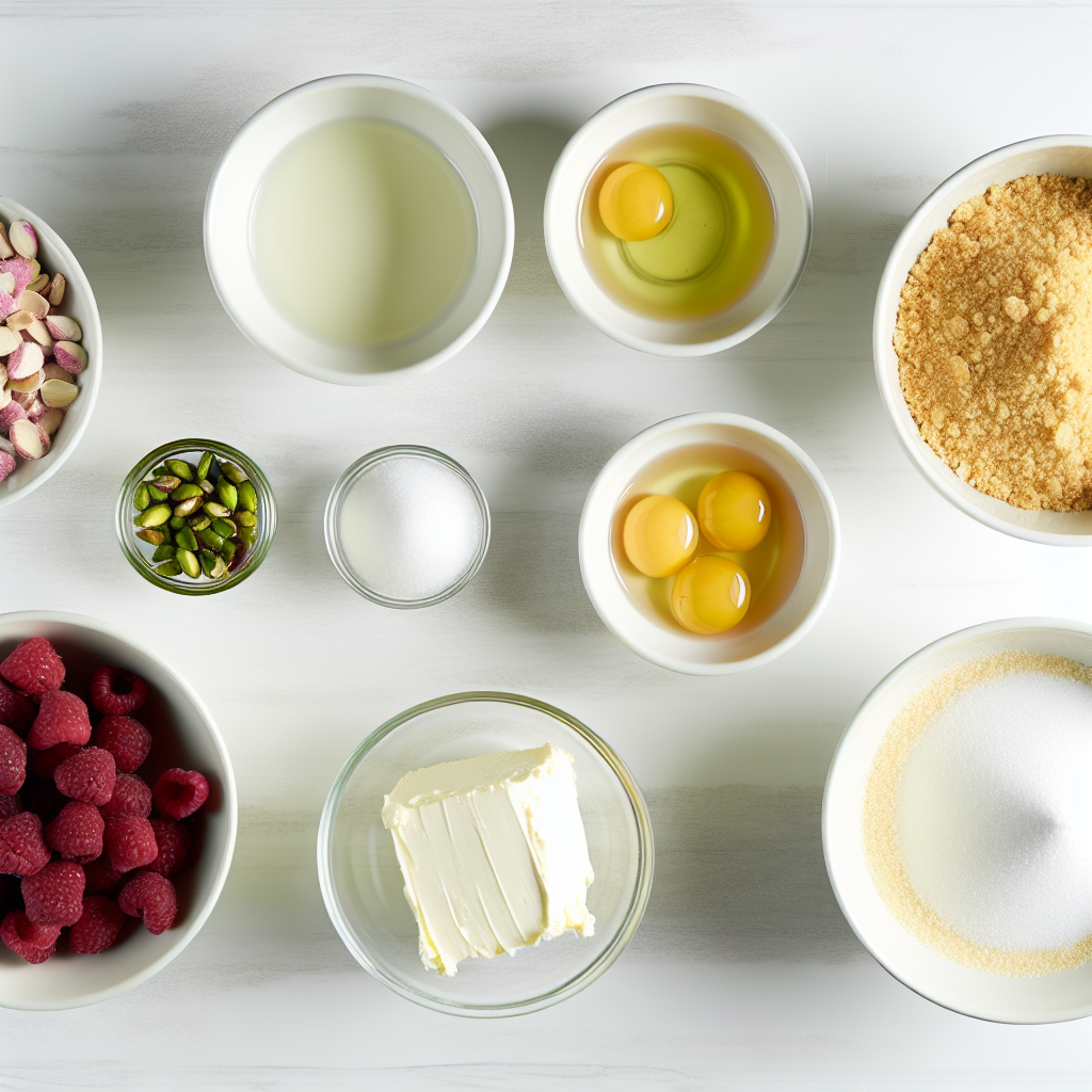 Raspberry Cheesecake with Pistachio Crumb Recipe - Recipe Image