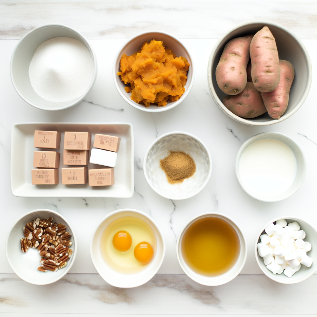 Sweet Potato Casserole with Pecans, Marshmallows, and Spiced Brown Sugar Recipe - Recipe Image
