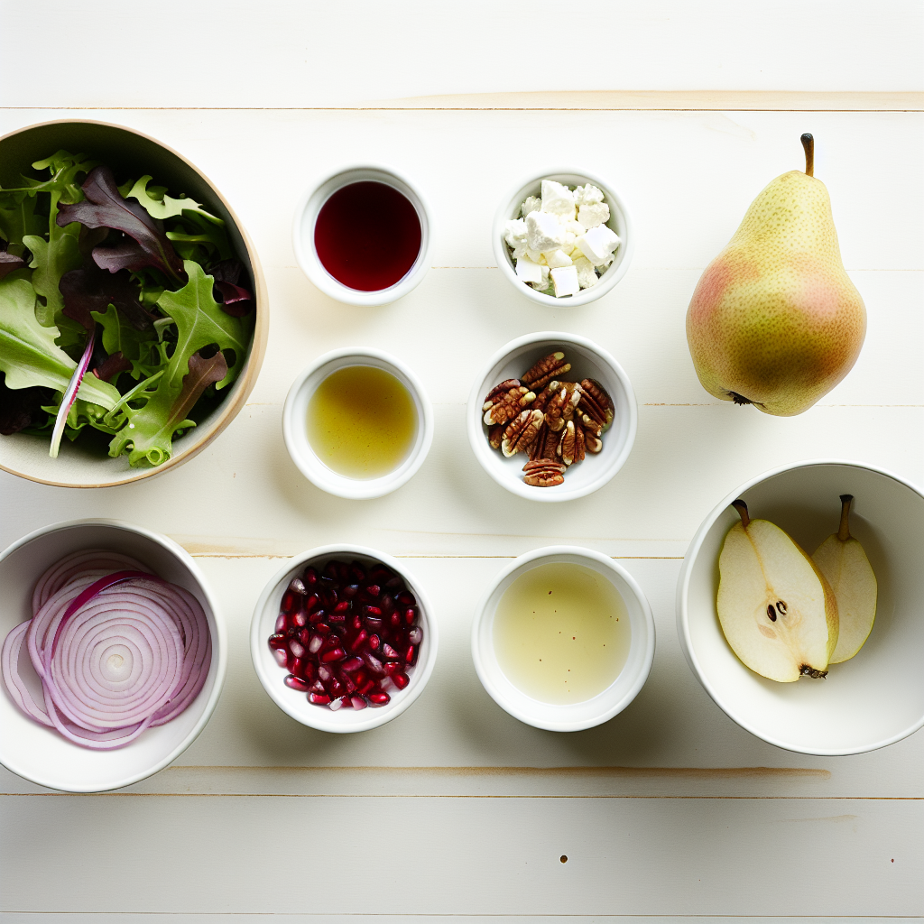 Pear Pomegranate Salad with Maple Dijon Vinaigrette Recipe - Recipe Image