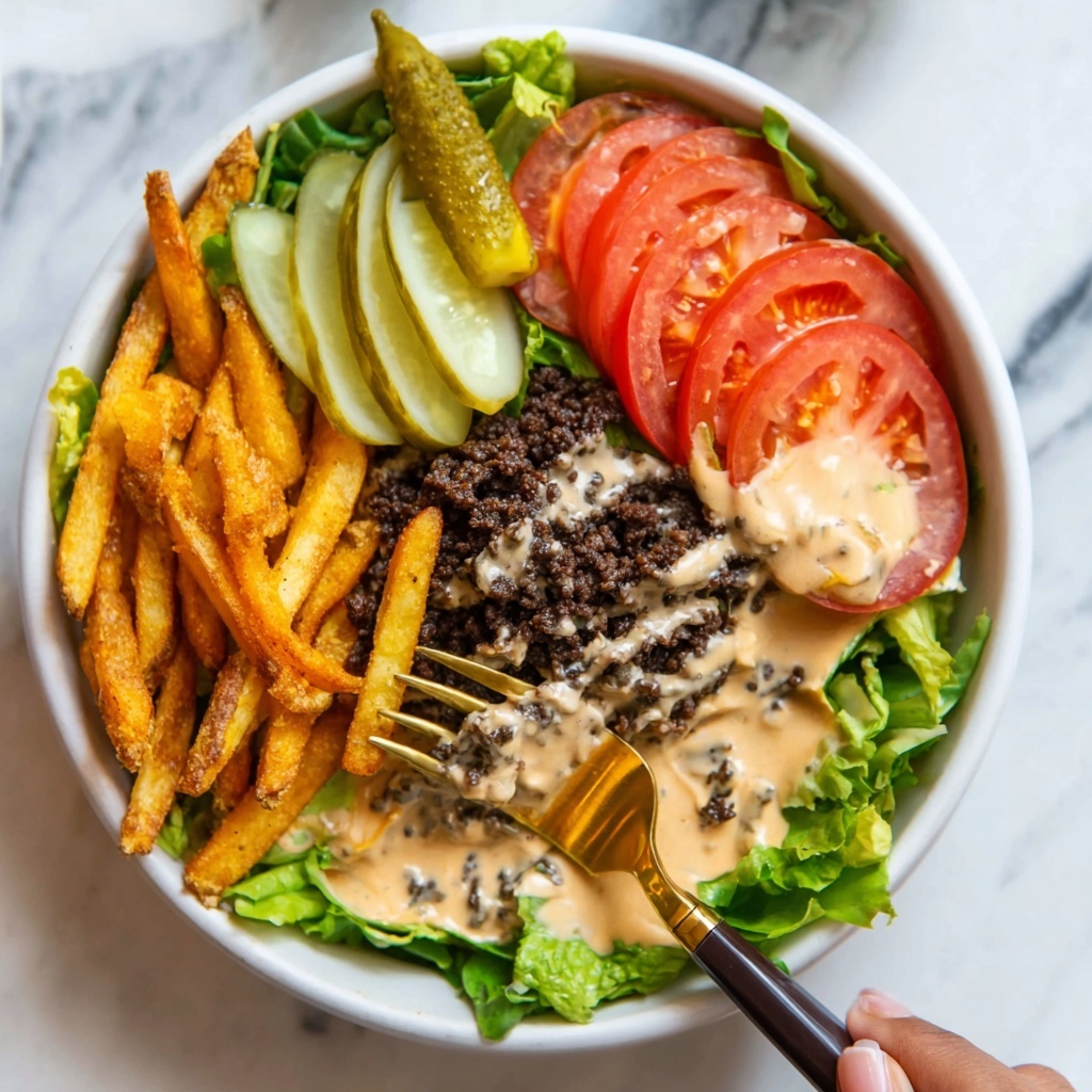 Beef Burger Bowl with Roasted Sweet Potatoes and Homemade Sauce Recipe - Recipe Image