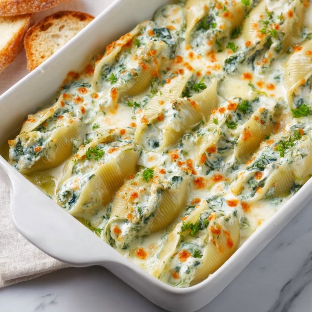 Creamy Chicken and Spinach Stuffed Pasta Shells Recipe - Recipe Image