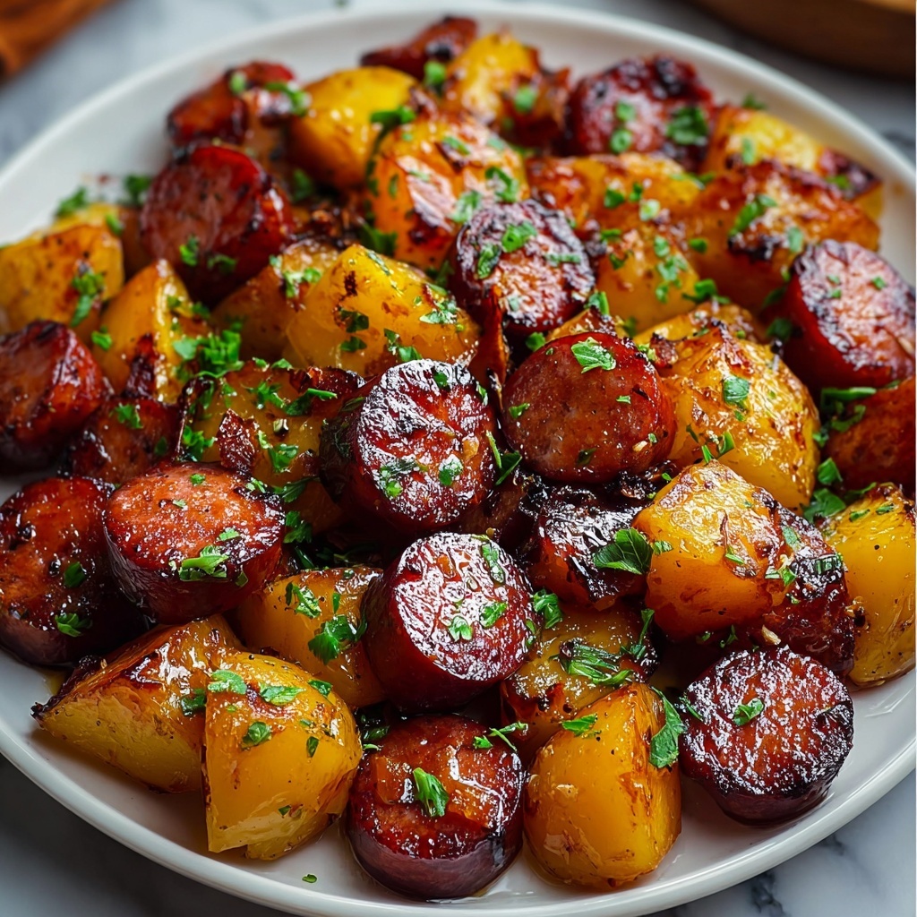 Honey Garlic Sausage Potatoes Recipe - Recipe Image