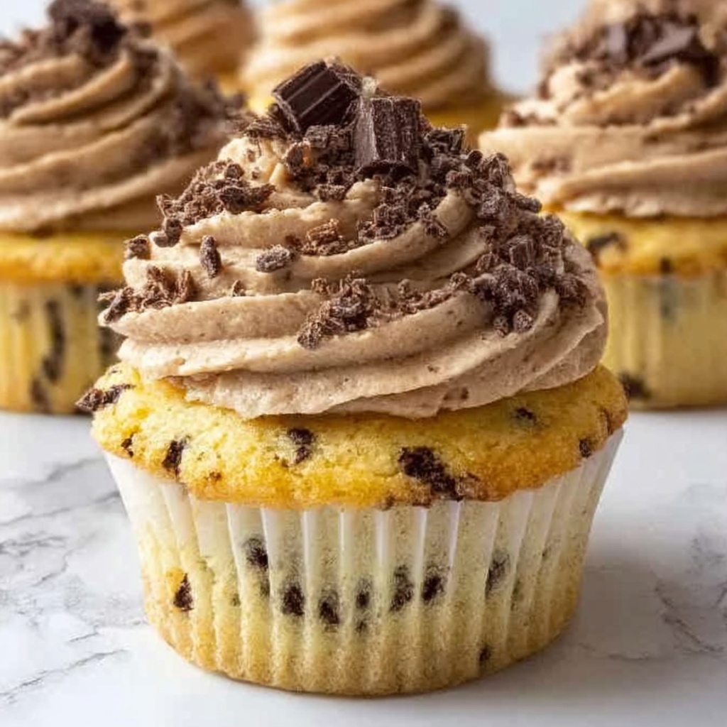 Chocolate Chip Cupcakes with Creamy Cocoa Frosting Recipe - Recipe Image