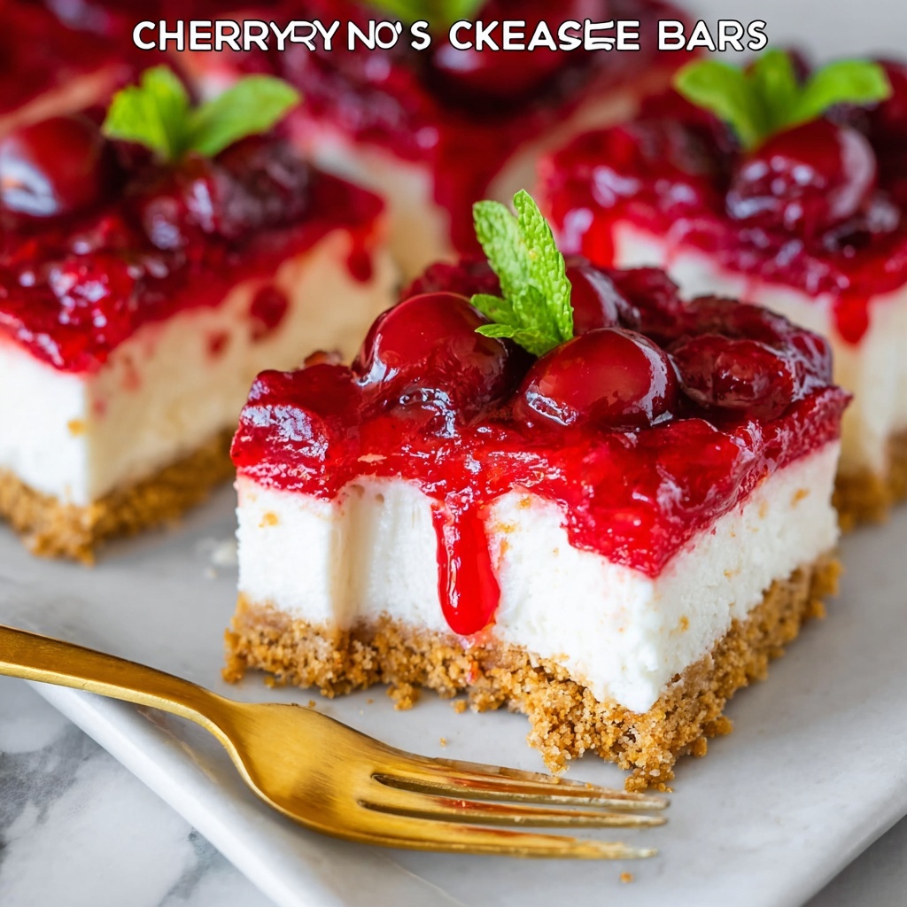 No-Bake Cherry Cheesecake Bars Recipe - Recipe Image