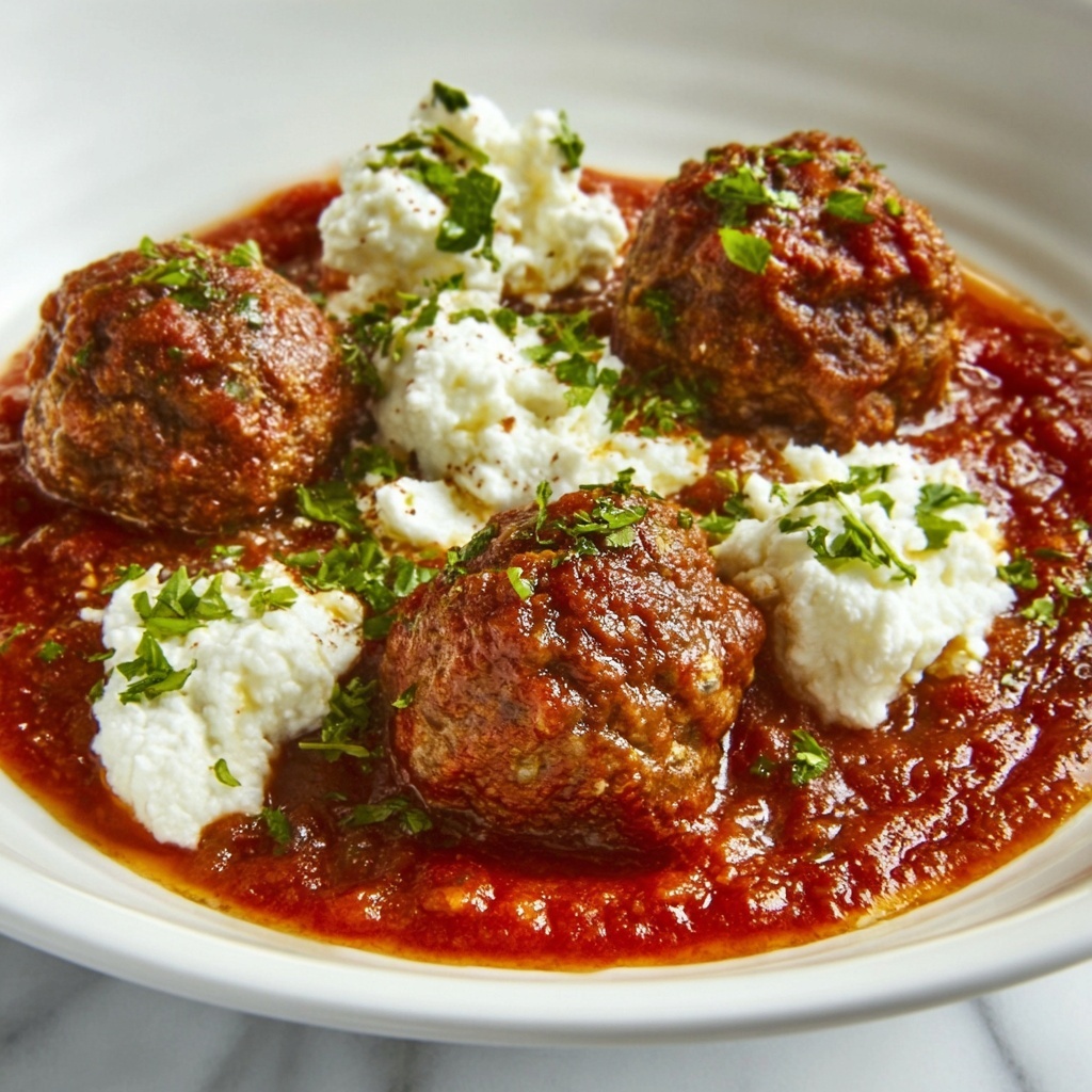 Ricotta Meatballs in Creamy Marinara Recipe - Recipe Image