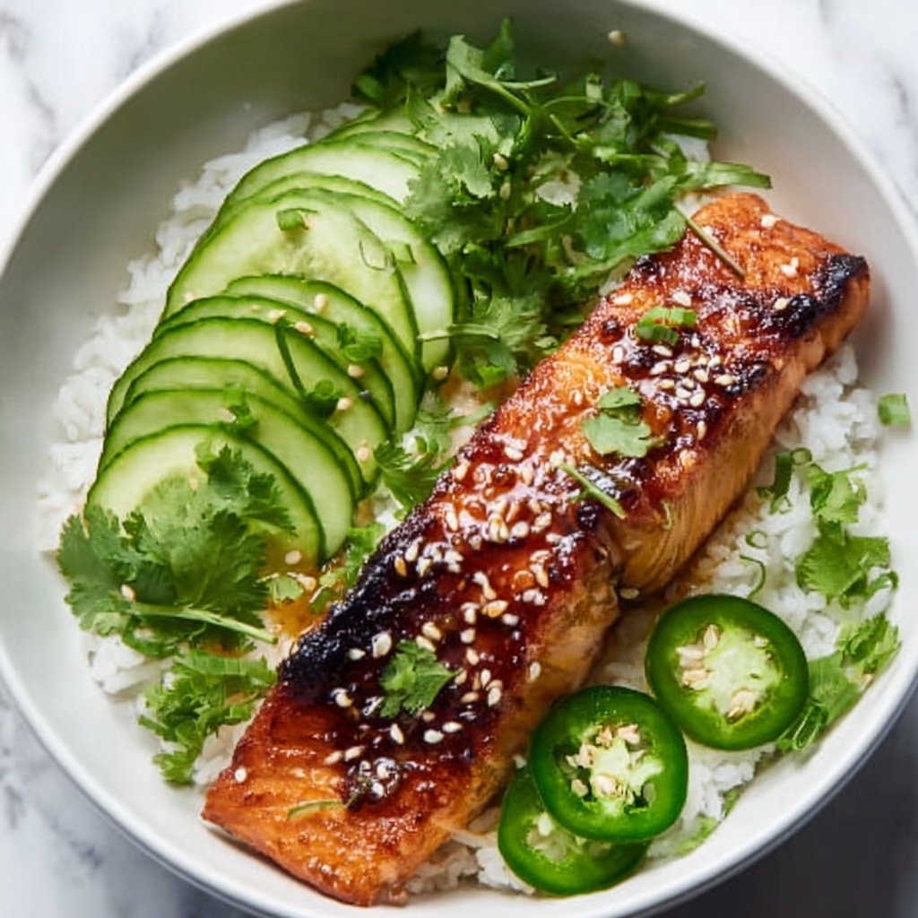 Crunchy Brown Rice Salmon Bowls with Herbed Tahini Dressing Recipe - Recipe Image