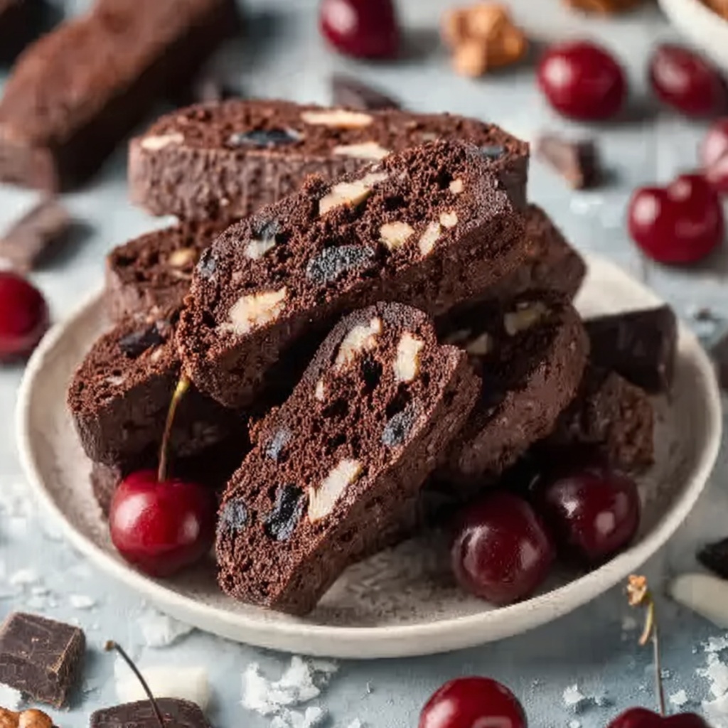 Decadent Chocolate Cherry Biscotti Recipe - Recipe Image