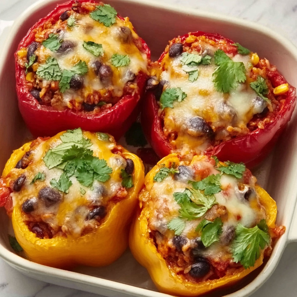 Stuffed Bell Peppers with Melted Cheese Recipe - Recipe Image