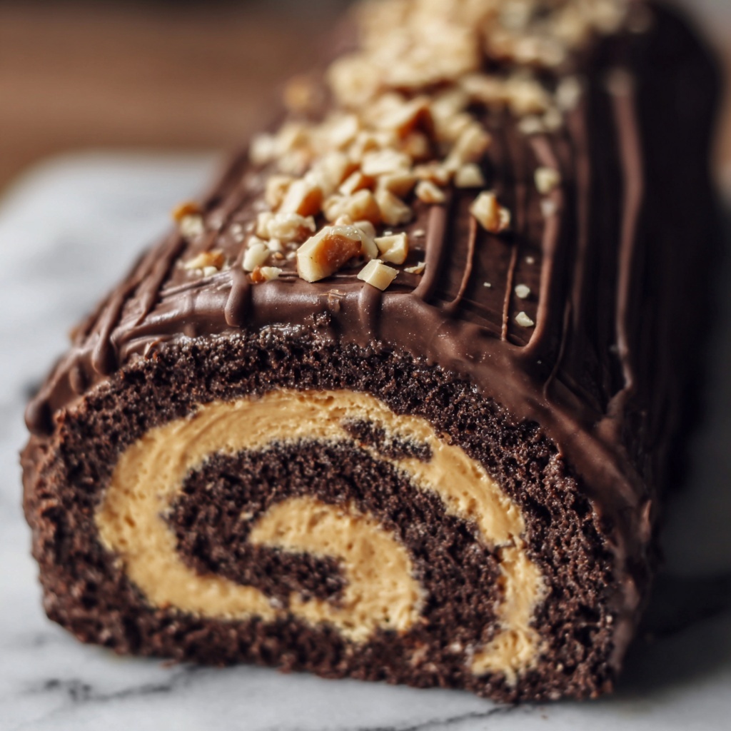 Chocolate Peanut Butter Cake Roulade Recipe - Recipe Image