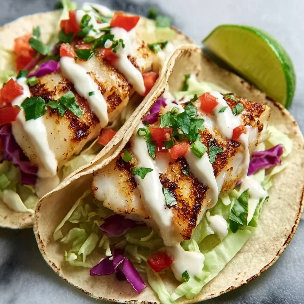 Fish Tacos with Lime Crema and Cabbage Slaw Recipe - Recipe Image