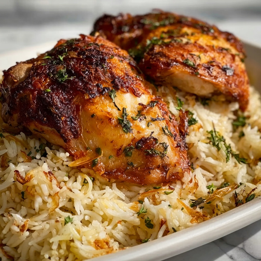 Oven-Baked Chicken Thighs with Rice and Herbs Recipe - Recipe Image