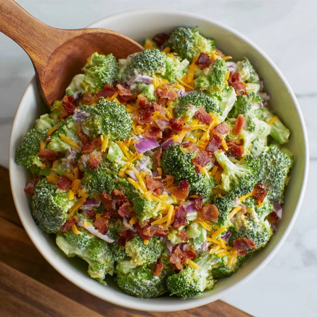 Creamy Broccoli Salad with Cranberries, Bacon, and Cheddar Recipe - Recipe Image