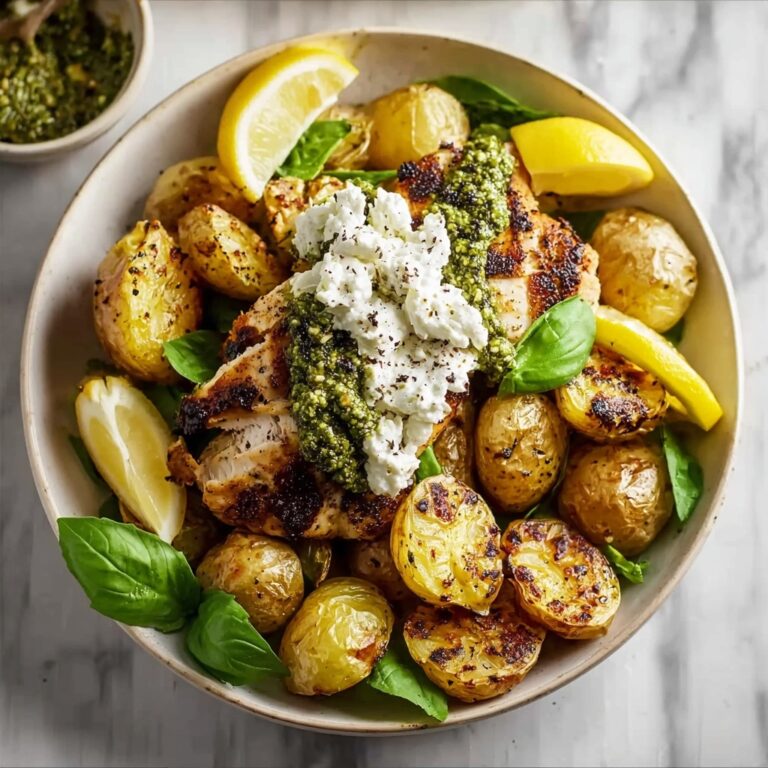 Sheet Pan Pesto Chicken with Lemon Butter Potatoes and Feta Dip Recipe
