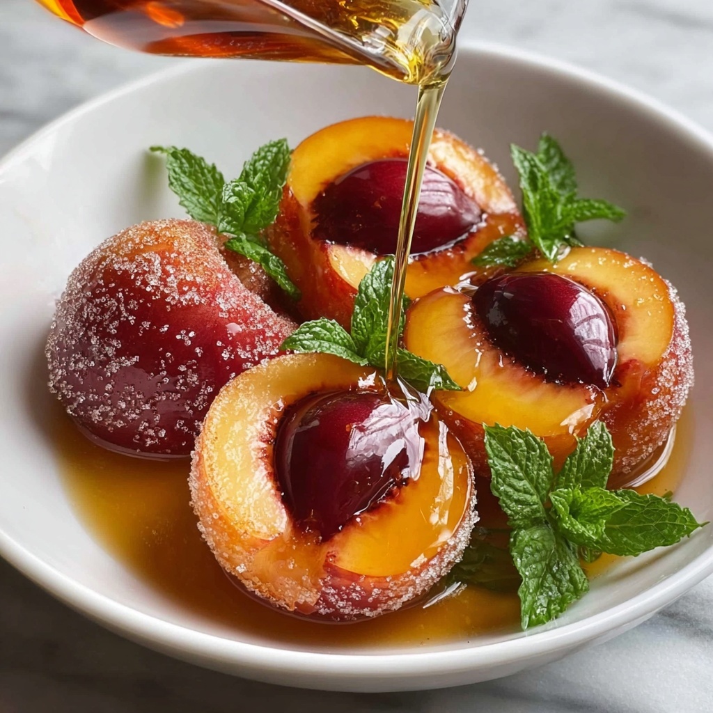 Cinnamon Sugar Baked Peaches with Crispy Crumble Topping Recipe - Recipe Image