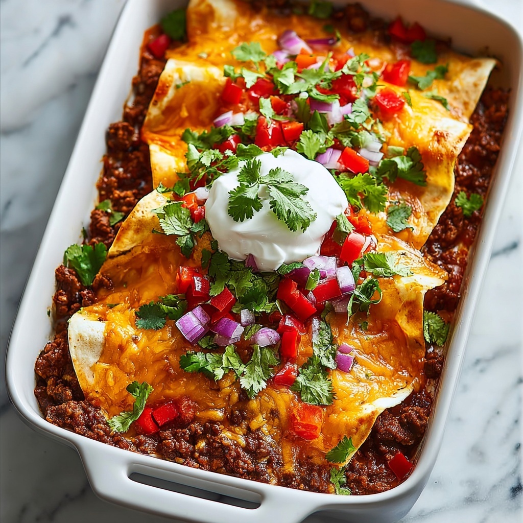 Cheesy Ground Beef Enchiladas Recipe - Recipe Image