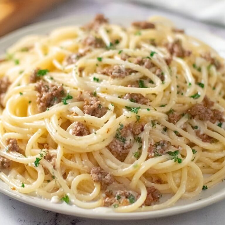 Creamy Ground Beef Alfredo Pasta Recipe