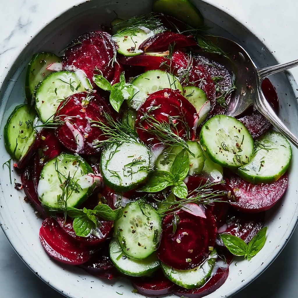 Crisp Cucumber and Beetroot Salad with Herb Dressing Recipe - Recipe Image