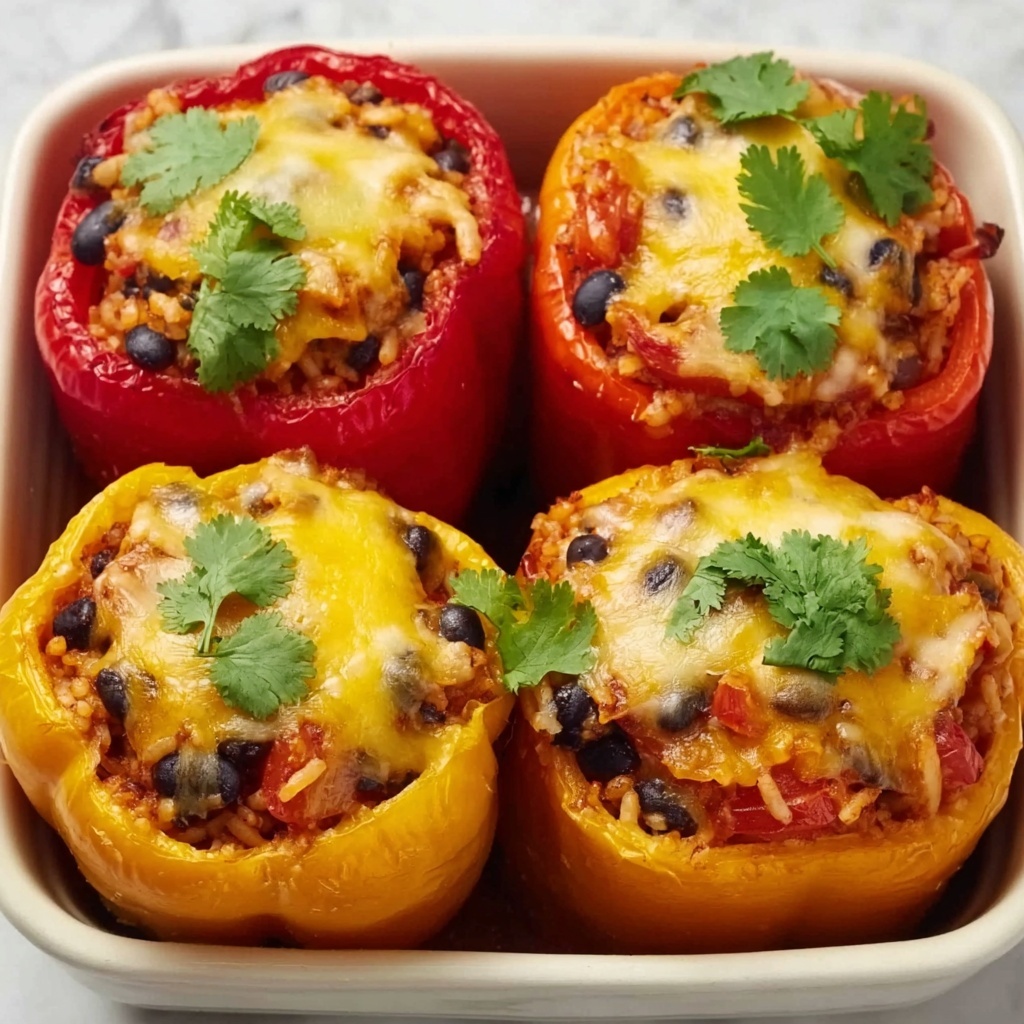 Stuffed Bell Peppers with Melted Cheese Recipe - Recipe Image