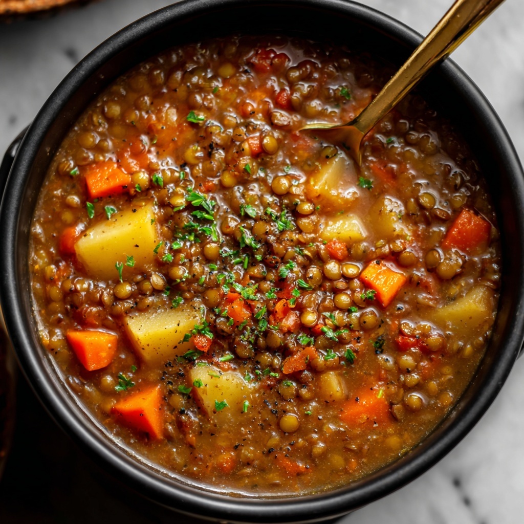 Hearty Lentil Soup with Ground Beef Recipe - Recipe Image