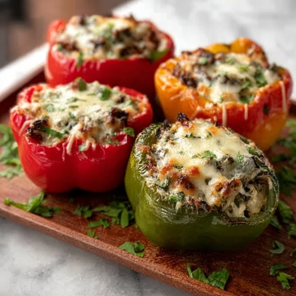 Grilled Stuffed Bell Peppers with Rice, Beans, and Cheese Recipe - Recipe Image