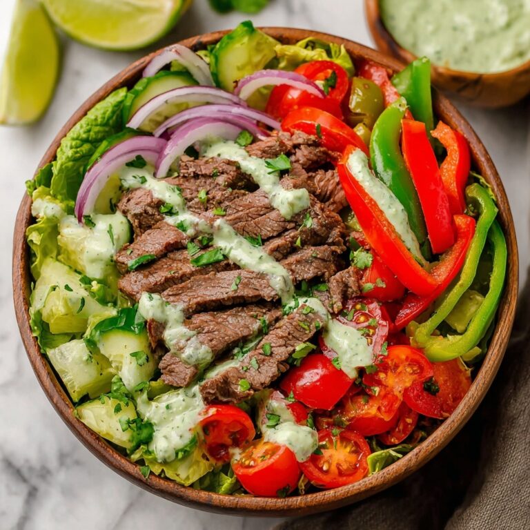 Steak Fajita Salad with Creamy Cilantro Lime Dressing Recipe