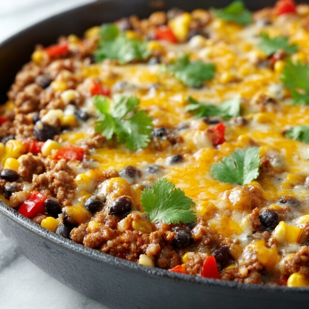 Mexican Beef and Rice Skillet Recipe - Recipe Image