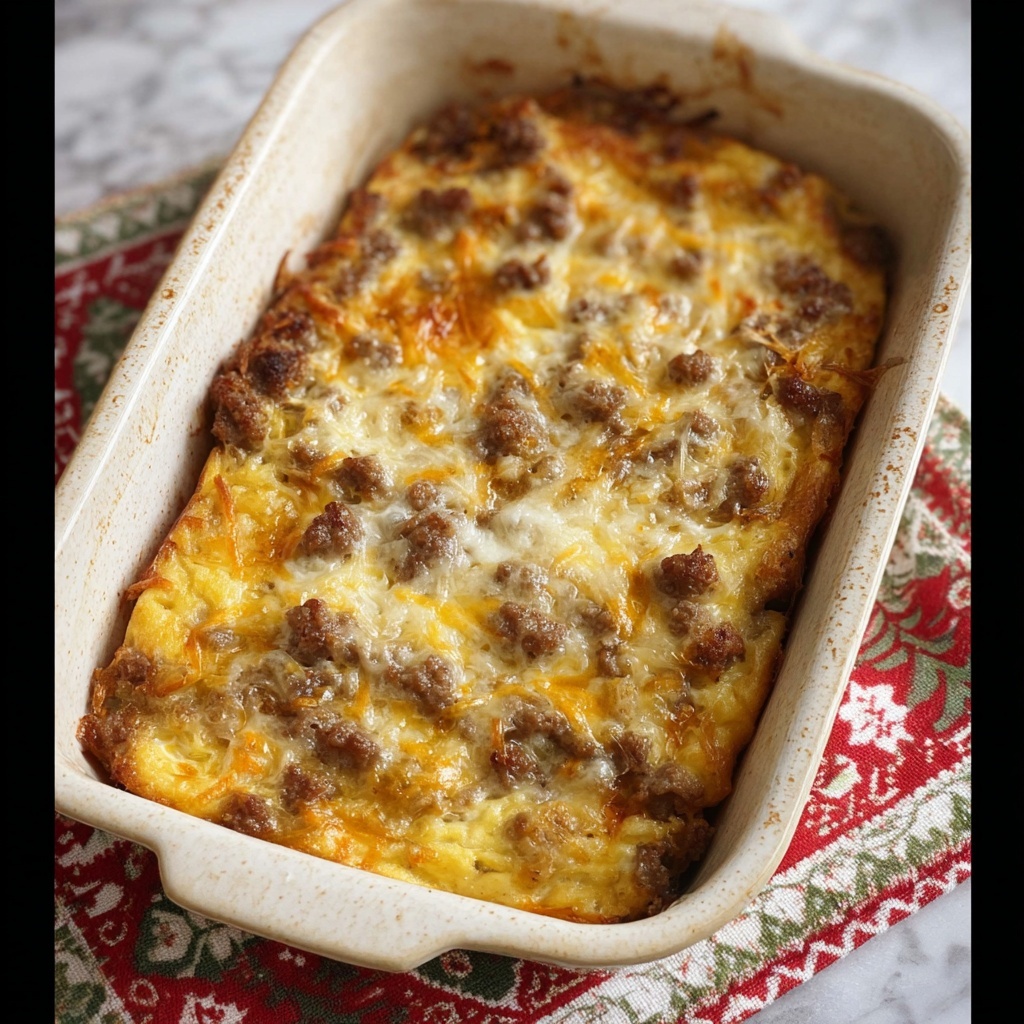 Sausage Hash Brown Breakfast Casserole Recipe - Recipe Image