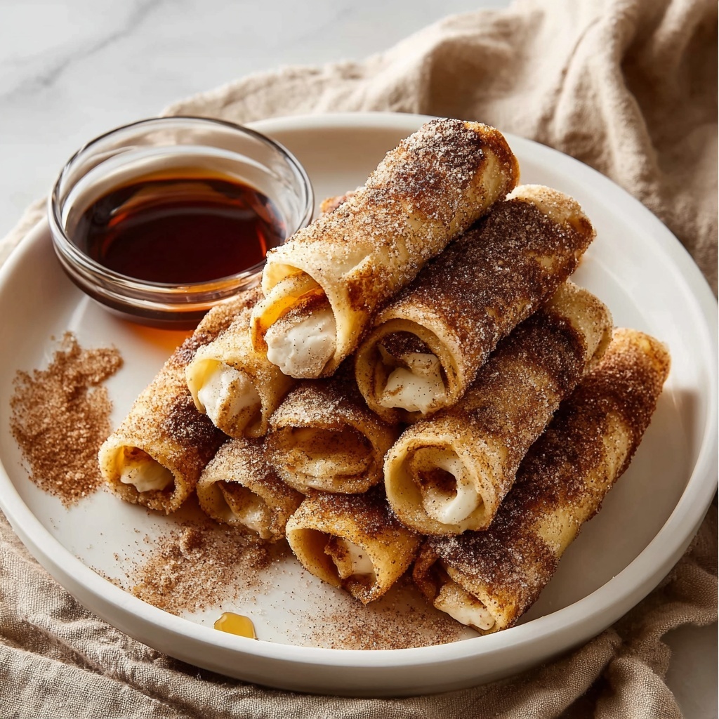 French Toast Roll Ups with Cream Cheese Filling and Sweet Toppings Recipe - Recipe Image
