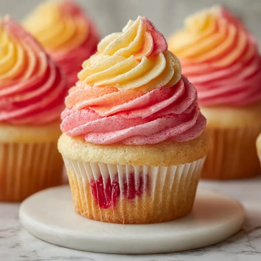 Mango Strawberry Sunset Cupcakes Recipe - Recipe Image