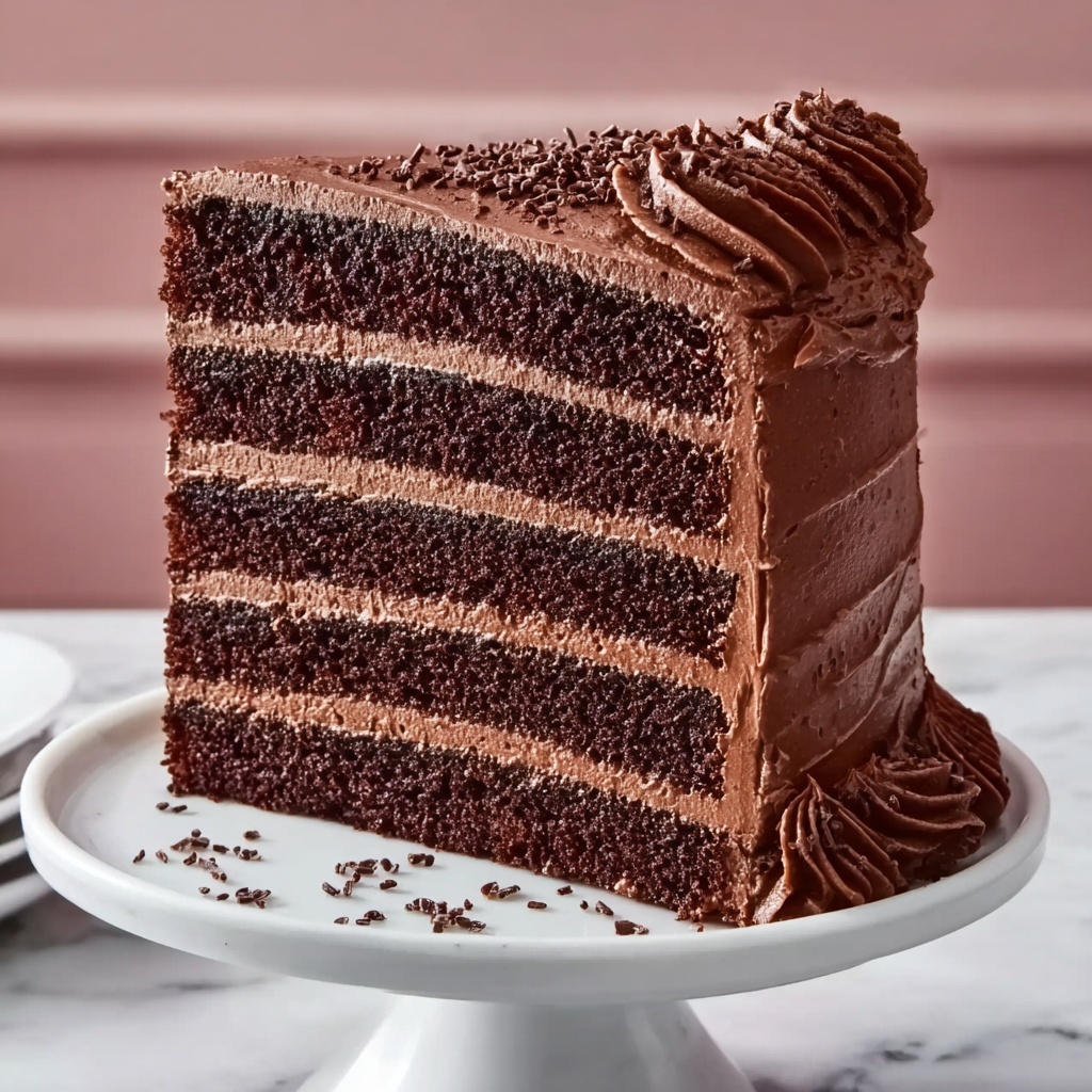 Decadent Double Chocolate Cake with Rich Buttercream and Chocolate Garnish Recipe - Recipe Image