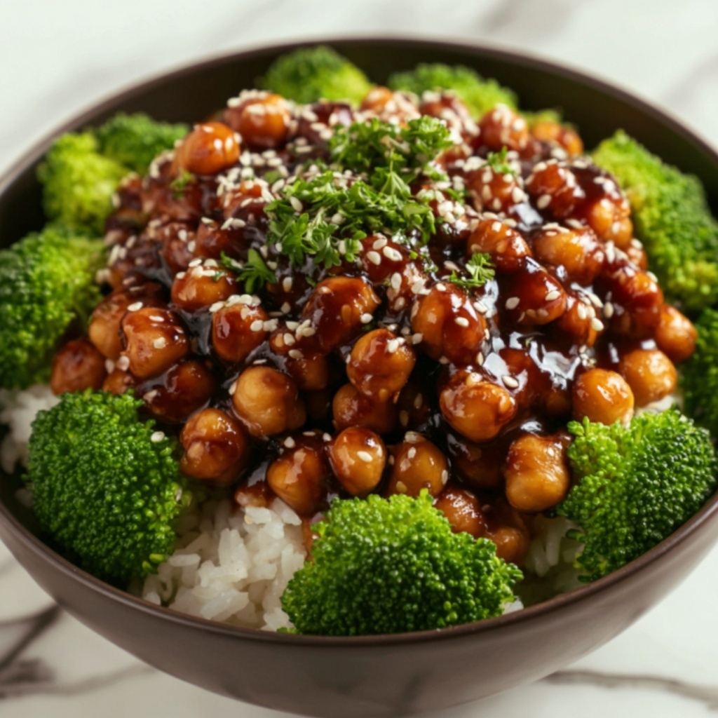 Sticky Sesame Chickpeas & Broccoli Recipe - Recipe Image