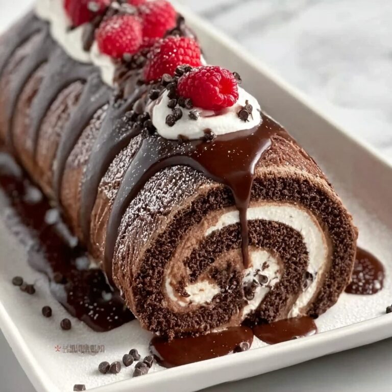 Chocolate Cake Roll with Cream Filling and Chocolate Ganache Recipe