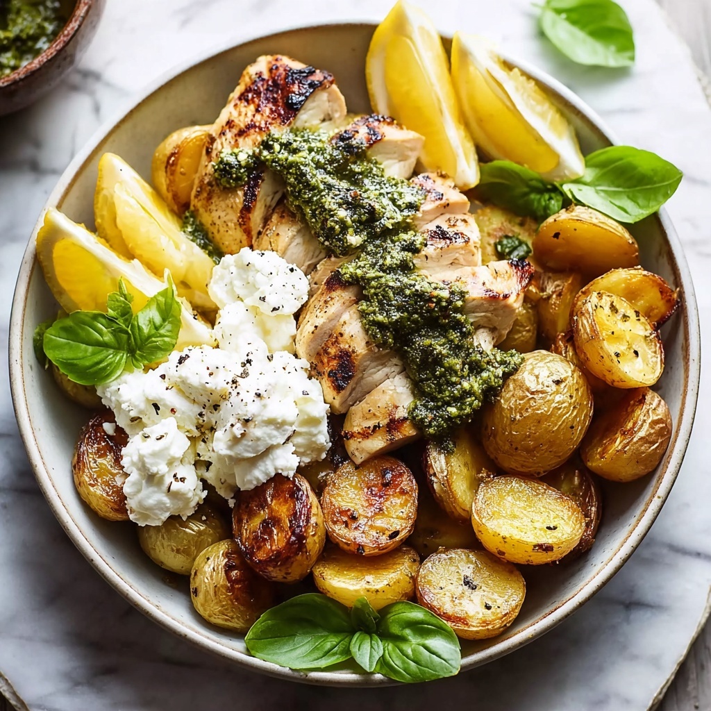 Sheet Pan Pesto Chicken with Lemon Butter Potatoes and Feta Dip Recipe - Recipe Image