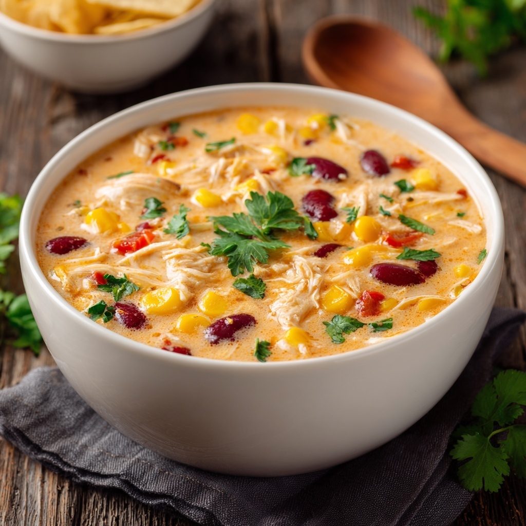 Slow Cooker Cream Cheese Chicken Chili Recipe - Recipe Image