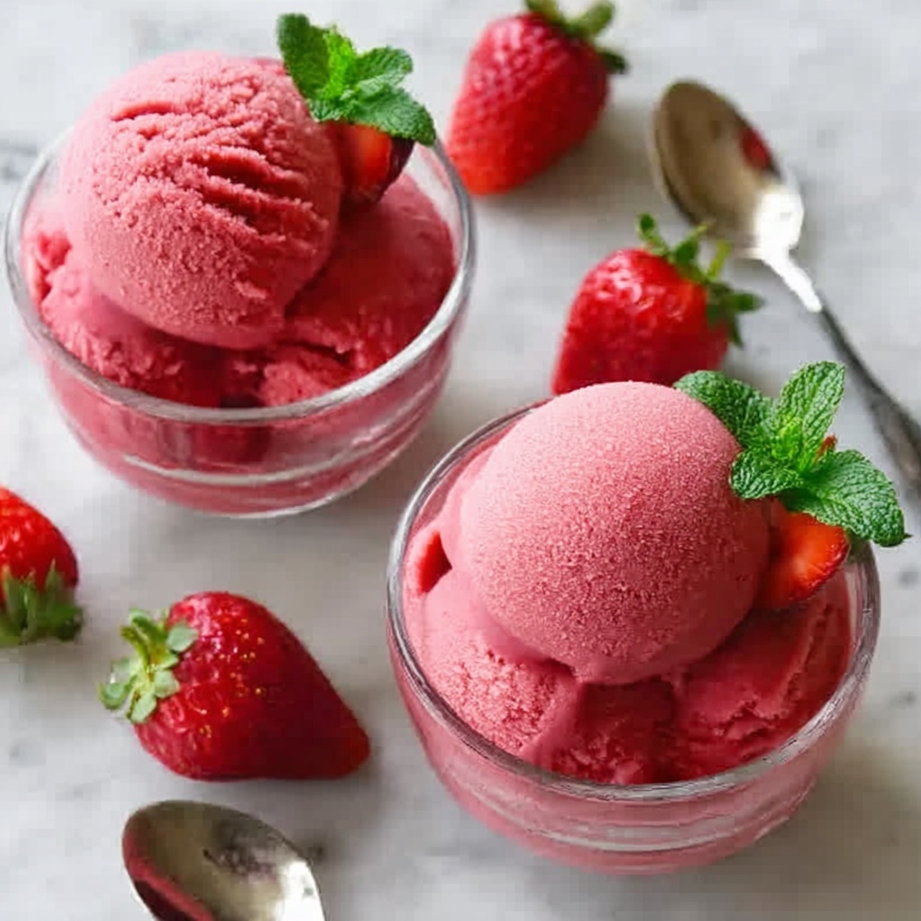 Homemade Strawberry Sorbet Recipe - Recipe Image