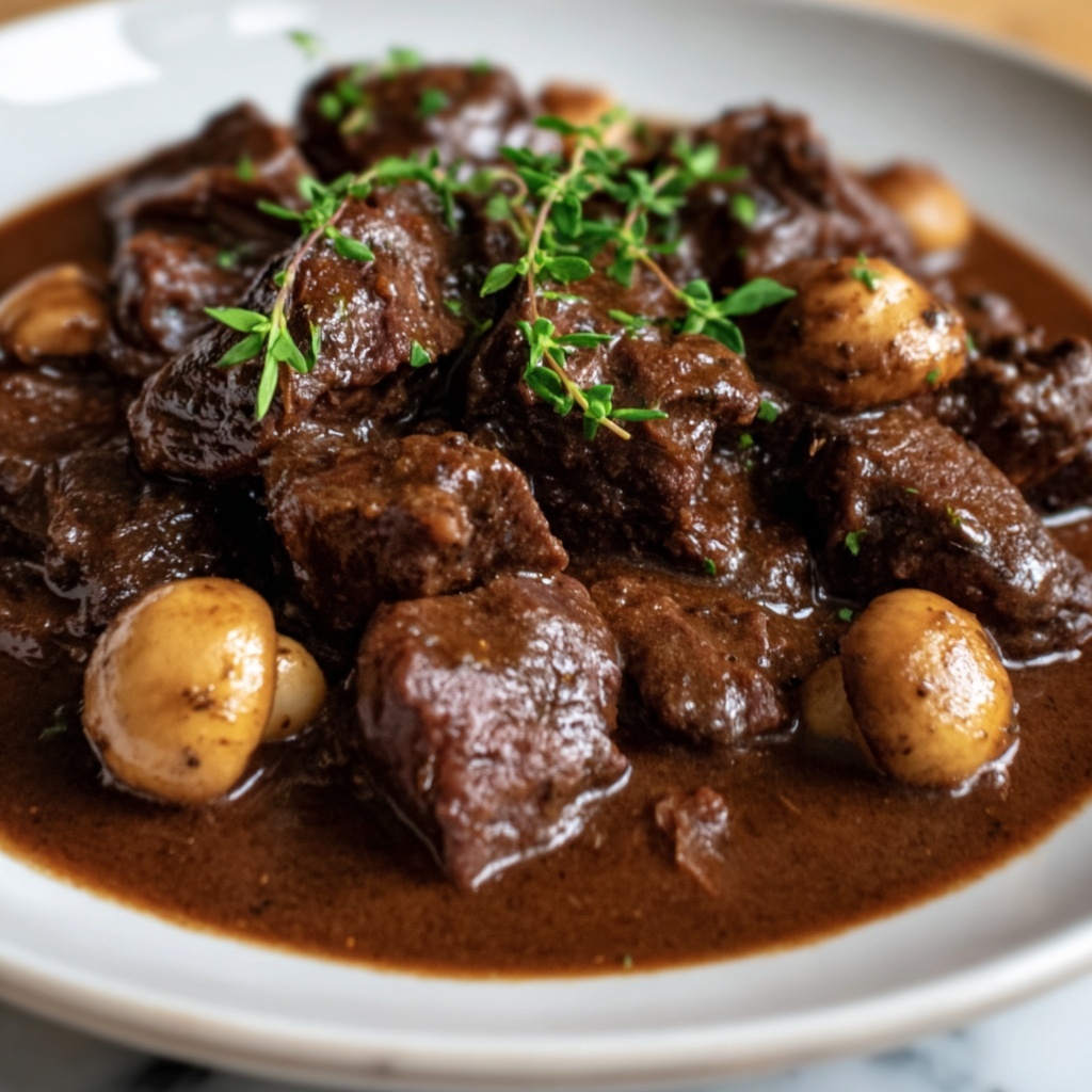 Classic French Beef Stew with Mushrooms Recipe - Recipe Image