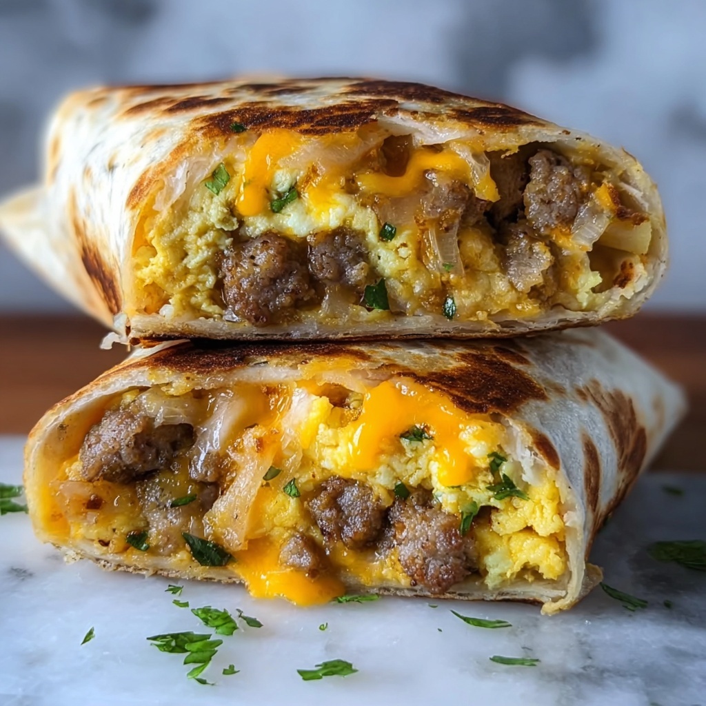 Sausage and Beef Scramble Breakfast Burritos Recipe - Recipe Image